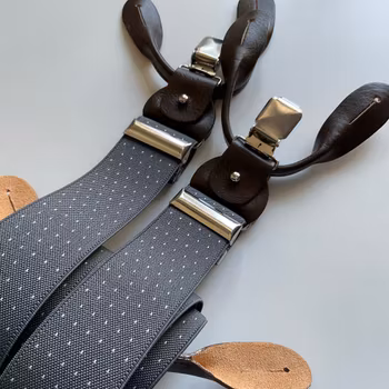 Pindot Suspenders Stretch - Grey/White