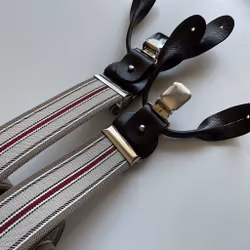 Regimental Suspenders Stretch - Beige/White/Burgundy