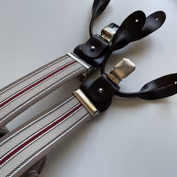 Regimental Suspenders Stretch - Beige/White/Burgundy