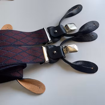 Diamond Suspenders Stretch - Navy Blue/Burgundy