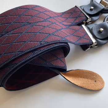 Diamond Suspenders Stretch - Navy Blue/Burgundy
