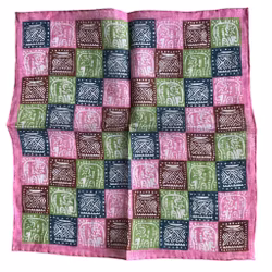 African Linen Pocket Square - Pink/Brown/Navy Blue/Green