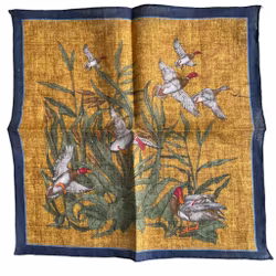 Ducks and Reed Linen Pocket Square - Yellow