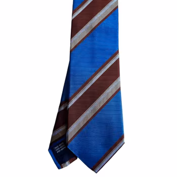 Regimental Silk Tie - Cobolt Blue/Rust Brown/Beige