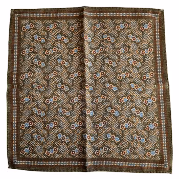 Floral/Medallion Wool Pocket Square - Olive Green/Blue/Brown