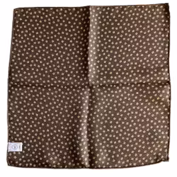 Polka Dot/Floral Silk Pocket Square - Olive Green/White/Brown