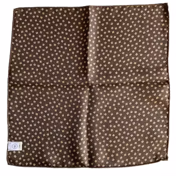 Polka Dot/Floral Silk Pocket Square - Olive Green/White/Brown