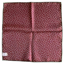 Polka Dot/Floral Silk Pocket Square - Navy Blue/White/Green