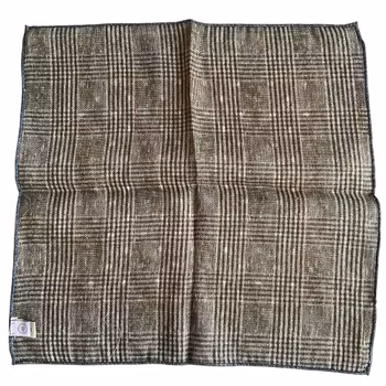 Polka Dot/Check Linen Pocket Square - Double - Brown/Navy Blue