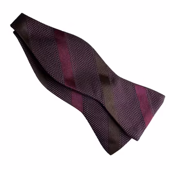 Regimental Grenadine Silk Bow Tie - Maroon/Brown