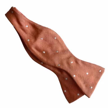 Polka Dot Silk Bow Tie - Orange/White