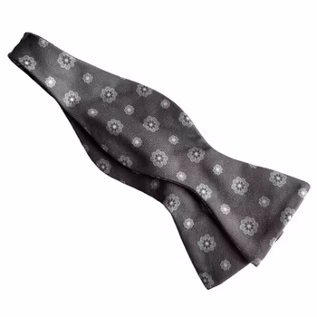 Medallion Silk/Cotton Bow Tie - Grey