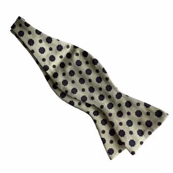 Floral Silk/Cotton Bow Tie - Citrus/Navy Blue