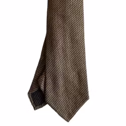 Regimental Cashmere Tie - Untipped - Brown/Beige