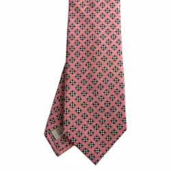 Floral Printed Silk Tie - Pink/Dark Turquoise/White