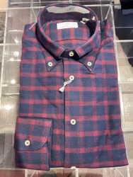 Check brushed cotton shirt - Navy/Burgundy