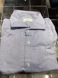 Pindot Twill Shirt - Light Blue/Navy