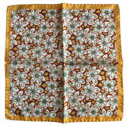 Floral Silk Pocket Square - Yellow/White/Brown