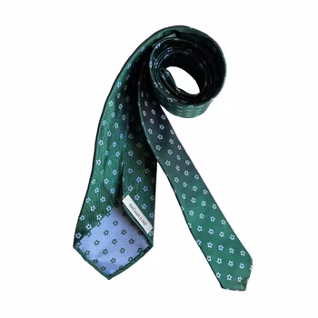 Floral Silk Tie - Untipped - Green/Light Blue