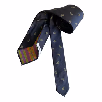 Bike Silk Tie - Untipped - Navy Blue/Green/Pink