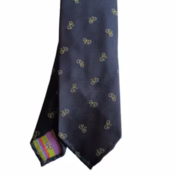 Bike Silk Tie - Untipped - Navy Blue/Green/Pink