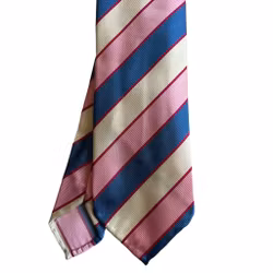 Regimental Silk Tie - Untipped - Pink/Blue/Light Yellow/Cerise