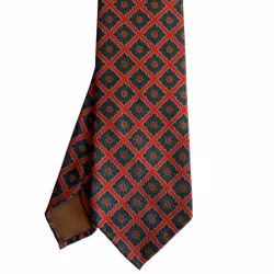 Medallion Ancient Madder Silk Tie - Untipped - Rust/Beige/Green/Blue