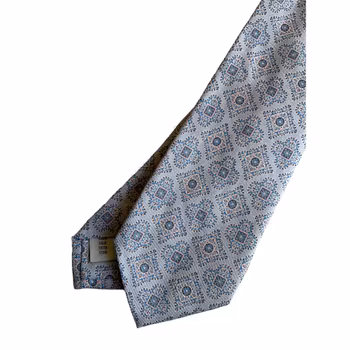 Printed Medallion Silk Tie - Light Grey/Pink/Light Blue