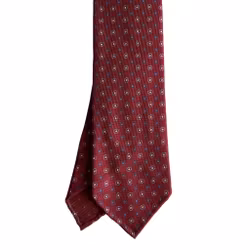 Oval Printed Silk Tie - Untipped - Burgundy/Light Blue/White