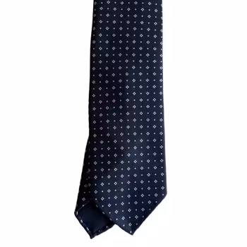 Floral Printed Silk Tie - Untipped - Navy Blue/White
