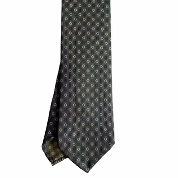 Floral Printed Silk Tie - Untipped - Olive Green/Brown/White