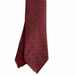 Floral Printed Silk Tie - Untipped - Burgundy/Light Blue/White