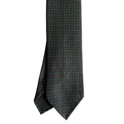 Floral Printed Silk Tie - Untipped - Dark Green/Burgundy/Light Blue