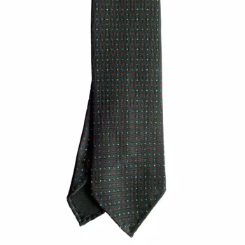 Floral Printed Silk Tie - Untipped - Dark Green/Burgundy/Light Blue