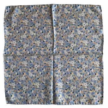 Småblommig Sidennäsduk - Grå/Beige/Blå