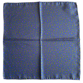 Småblommig Sidennäsduk - Grön/Blå/Cerise