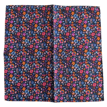 Småblommig Sidennäsduk - Marinblå/Orange/Rosa/Ljusblå