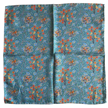 Animali Sidennäsduk - Ljusblå/Grön/Ora ge