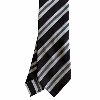 Regimental Super Repp Silk Tie - Untipped - Navy Blue/White/Grey