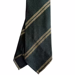Regimental Textured Silk Tie - Untipped - Dark Green/Light Beige