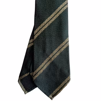 Regimental Textured Silk Tie - Untipped - Dark Green/Light Beige