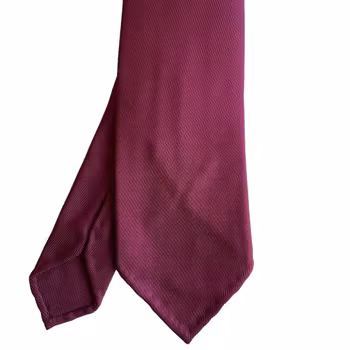 Solid Printed Silk Tie - Untipped - Wine Red
