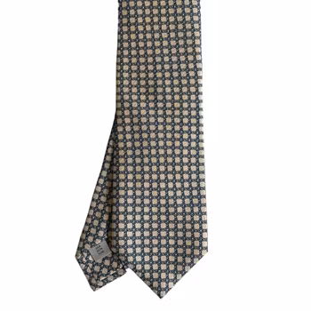 Chain Printed Silk Tie - Champagne/Light Blue