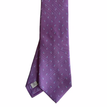 Floral Printed Silk Tie - Purple/Light Blue