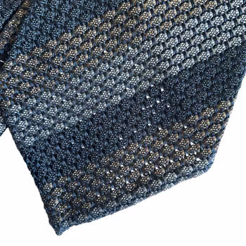 Regimental Silk Grenadine Tie - Untipped - Navy Blue/Grey/Brown