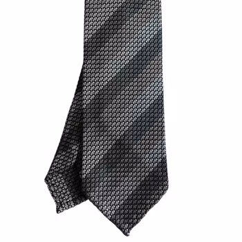 Regimental Silk Grenadine Tie - Untipped - Beige/Grey/Olive