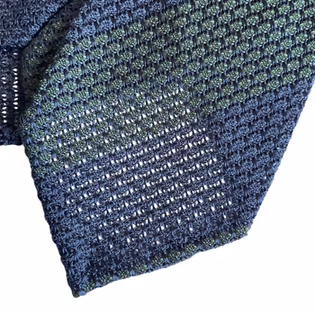 Regimental Silk Grenadine Grossa Tie - Untipped - Navy Blue/Dark Green