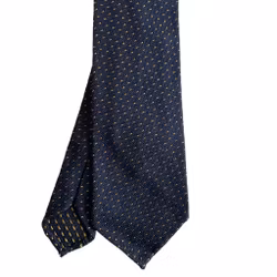 Micro Silk Grenadine Tie - Untipped - Navy Blue/Yellow