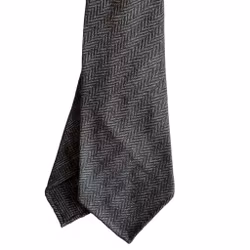 Herringbone Light Wool Tie - Untipped - Brown
