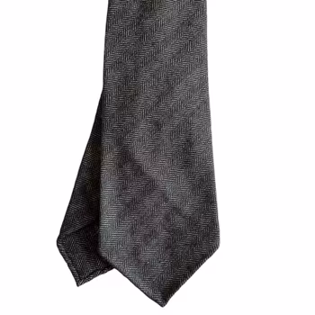 Herringbone Light Wool Tie - Untipped - Brown